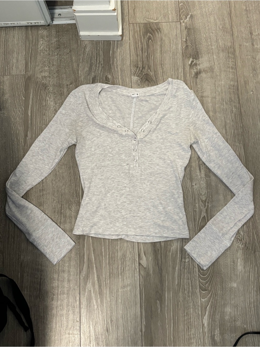 Garage Light Gray Henley Long Sleeve Top